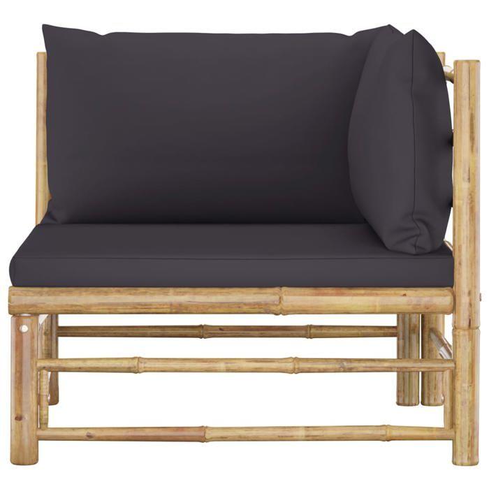Maison Exclusive - Salon de jardin 2 pcs avec coussins gris foncé bambou