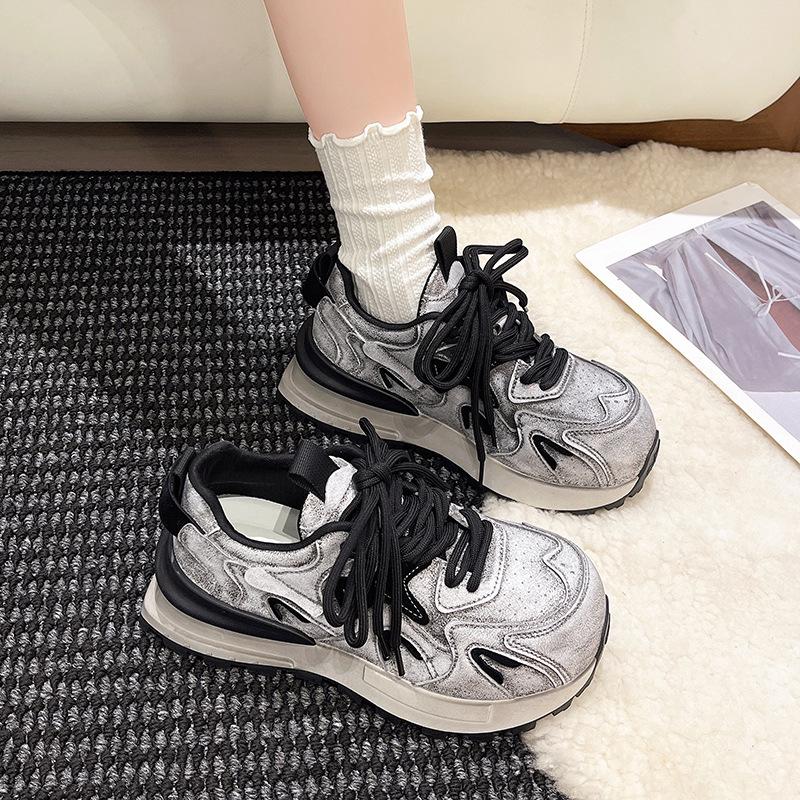 thick-soled color matching Forrest Gump shoes for women in spring and autumn 2025, new soft-soled sports and leisure shoes ins trendy dad shoes for 