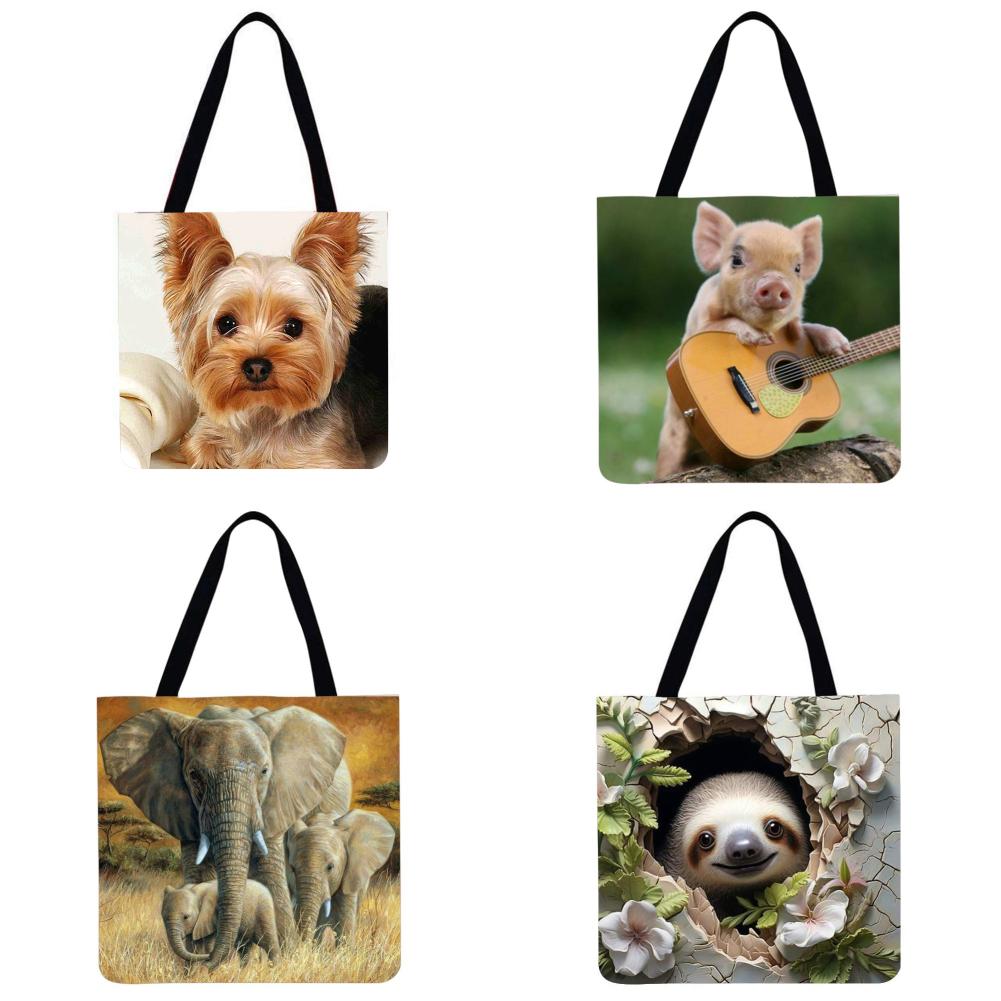 

Симпатичная собака с принтом на плече Сумка для покупок Повседневная большая сумка-тоут (40 * 40 см)