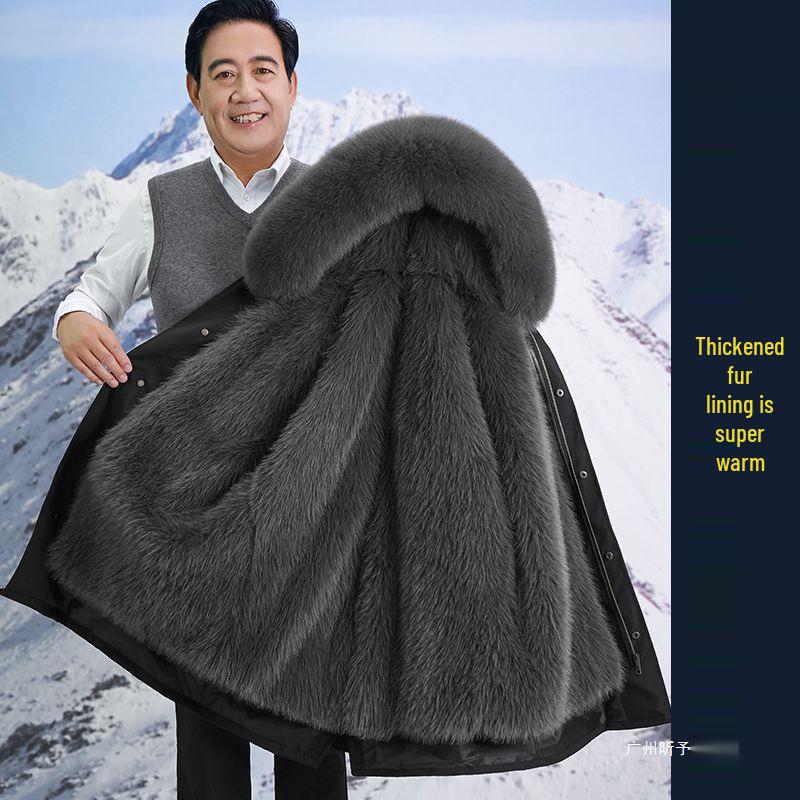 Herren Winter Parka mit Pelz und Fleece-Futter für mittlere und ältere Jahre