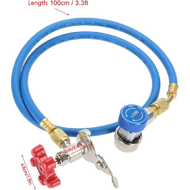 KIMISS R134a Refrigerant Recharge Hose, for R502 R12 R22, Gas Can Tap with Quick Connector, Refrigerant Bottle Fitting Pipe, Recharge Tool