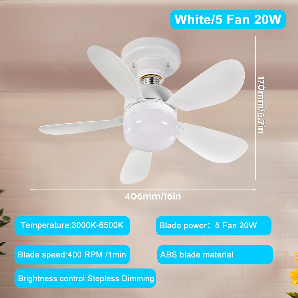 Home E27/26 Base Ceiling Fan Light Wireless Remote Control Infinitely Dimmable 20-40W Room Bedroom Ceiling Fan with Night Lights