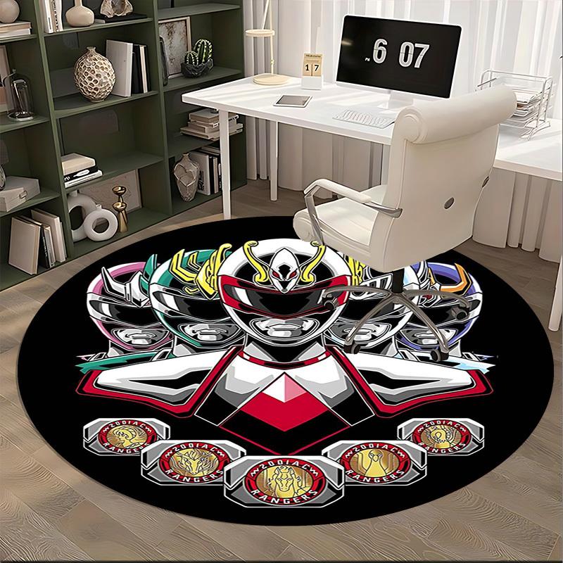 1pc Power Rangers Zodiac Ranger Round Carpet - Anime Design Office Chair Mat