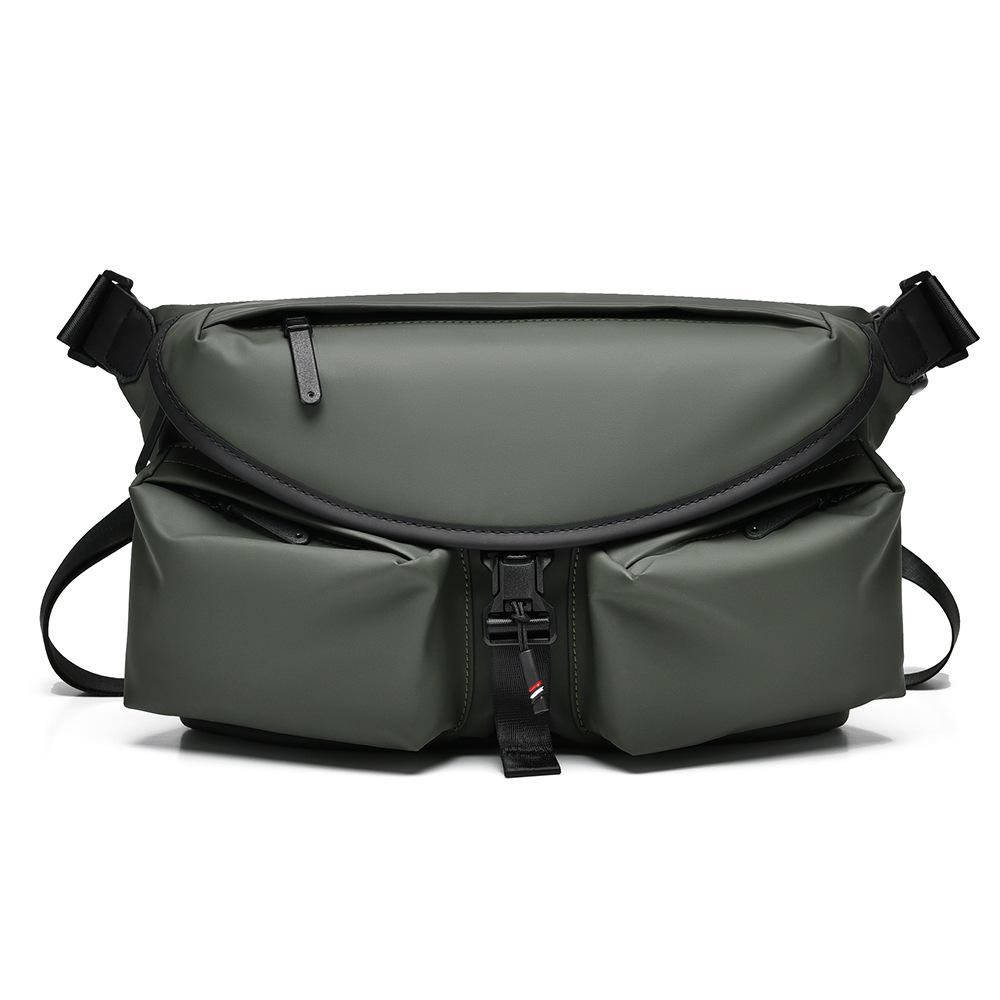 

Сумка кроссбоди нейлоновая водонепроницаемая спортивная на плечо мужская однотонная нагрудная сумка зелёный