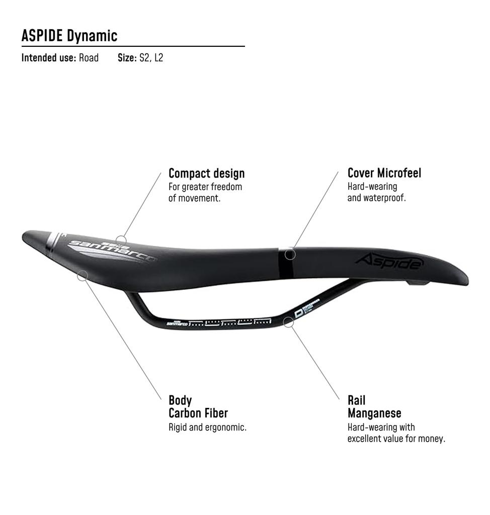Selle San Marco Aspide Dynamic Wide Bicycle Saddle WIDE L2 W 142 X L 277 ASPIDE Dynamic Wide (Size - Mm) / Open-Fit (901MW401)