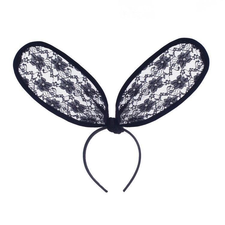 Sexy Lace Polka Dot Bunny Long Ear Headband Cute Pure Desire Cat Ears Mesh Mask Live Streaming Host Hair Accessories