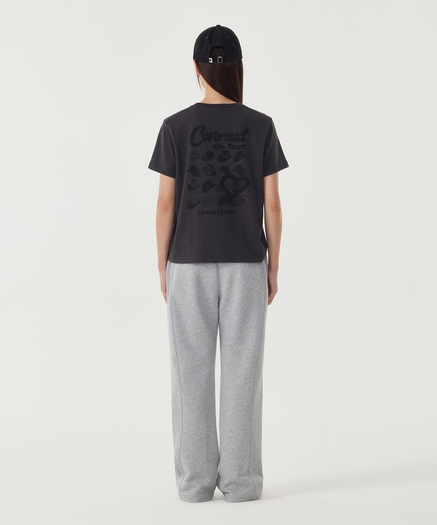 COVERNAT WOMAN Circus Graphic Short Sleeve T-Shirt Charcoal