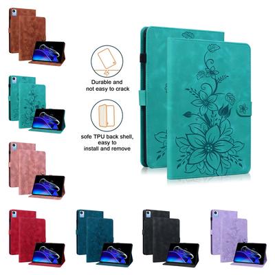 Für Realme Pad X (Modelle RMP2107, RMP2108) Tablet-Hülle aus PU-Leder mit exquisitem floralem Prägedesign