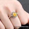 Yin Taifei Unisex Vintage Thai Silver Amber Wide Finger Ring 8x8