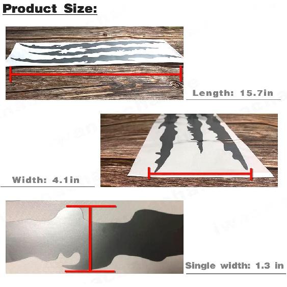 2Pcs Monster Claw Marks Headlight Car Sticker Stripes Scratch Decal Vinyl For Sports Cars SUV Pickup Truck Window Motorcycles Ect(Black)