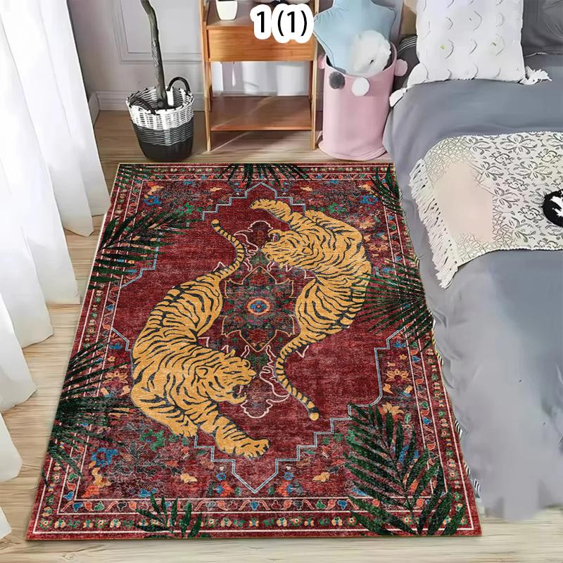 

Vintage Tiger Living Room Rug Ethnic Style Tiger Pattern Modern Home Decor Carpet Soft Non-Slip Floor Mat for Bedroom Hallway 40X60cm