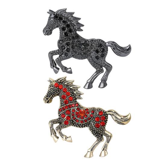 Horse Brooch Retro Style Sparkling Rhinestones Alloy Pin Clothes Hats Bags Scarves Badge Fashion Accessories