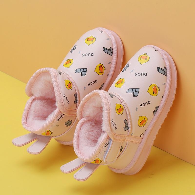 Children's Snow Boots Winter New Boys Waterproof Thickened Baby Cotton Shoes Soft Sole Girls Velvet Warm Children's Cotton Boots