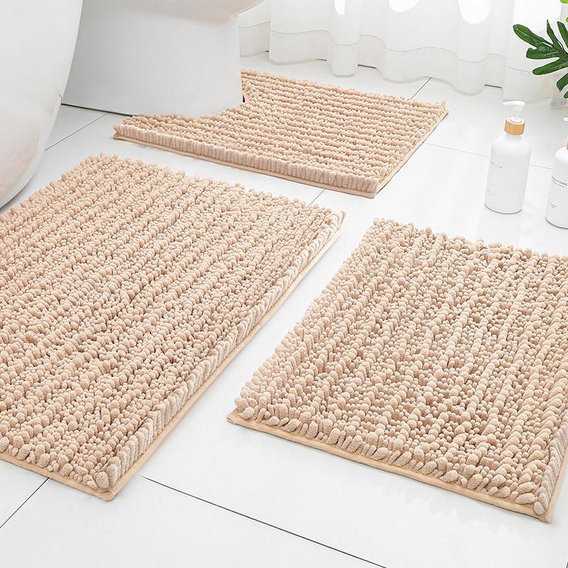 Chenier Solid Color Long Hair Bedside Mat Bedroom Carpet Bathroom Absorbent Floor Mat Bathroom Non-Slip Foot Mat Toilet Door Mat