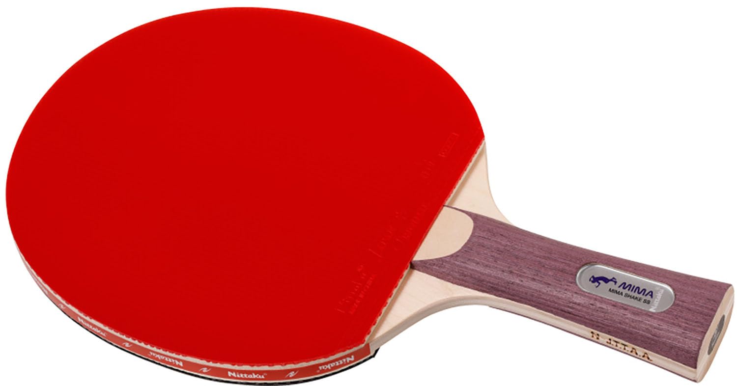 Nittaku Table Tennis Racket MIMA Shake with JTTA Mima Ito Includes 2 Plastic for 40mm Hard Inverted FL Red x NH5157 SS, Pre-installed Rubber,