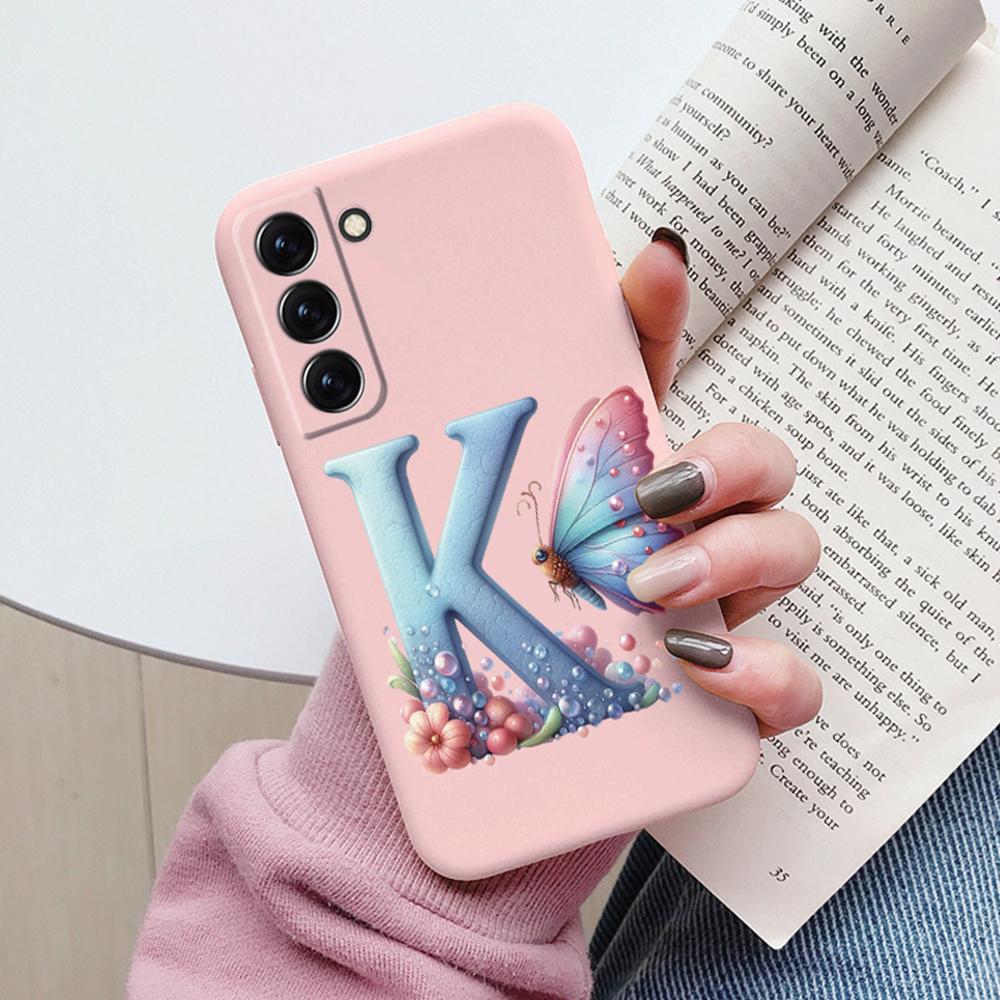 Phone Case Women For Samsung Galaxy S21 FE S22 Plus Girls Bumper Cover Colorful Letter Flower Butterfly Love samsang s22 Ultra