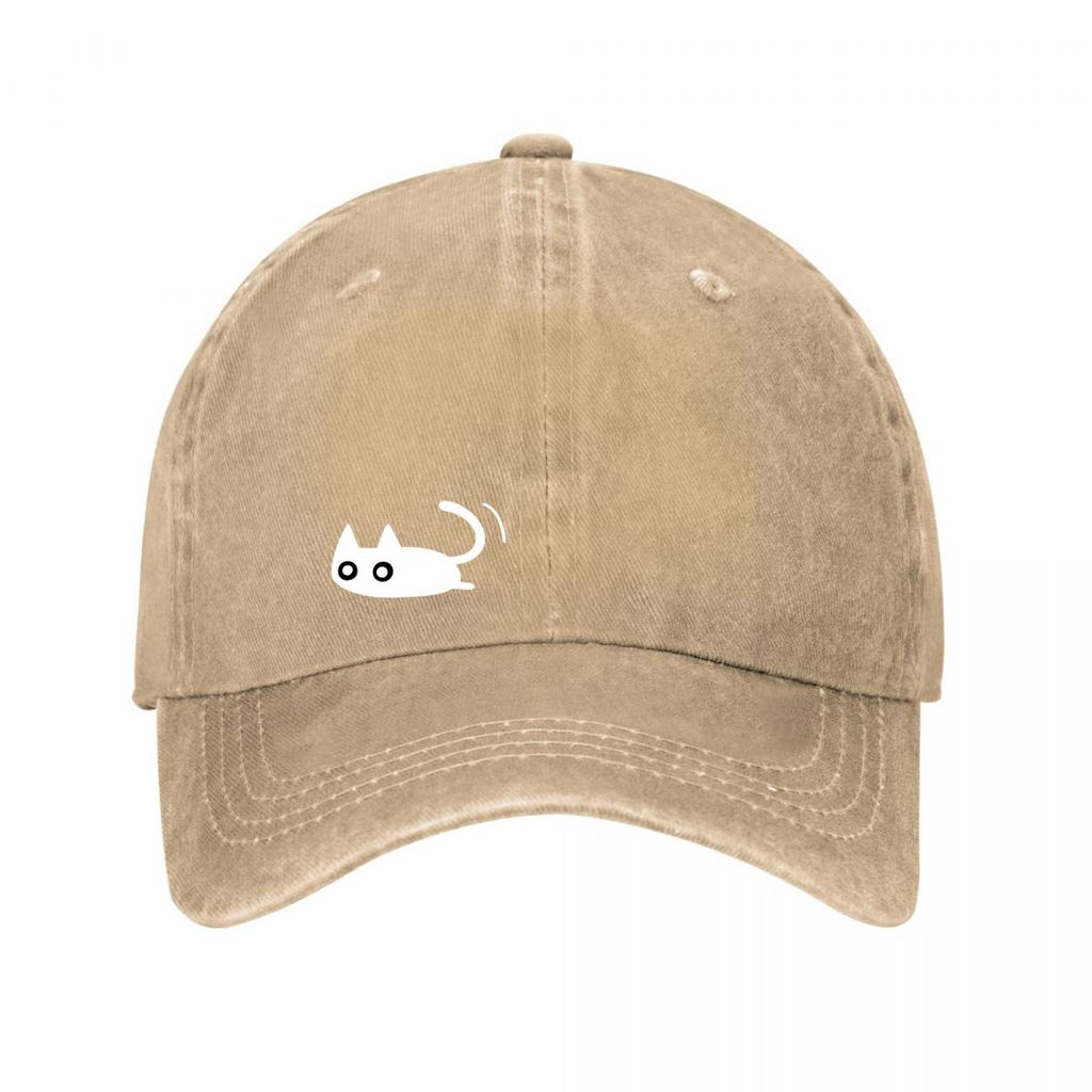 Blue Cute Cat Graphic Snapback Hat New Vintage Washed Cotton Baseball Cap Parent Kids Sun Hats
