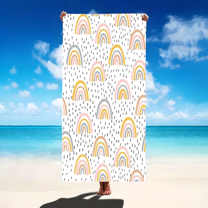 Cute Rainbow Flower Pattern Microfiber Beach Towel Extra Large Sand Free Ultra Absorbent Big Pool Towel for Summer Vacations