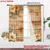 2pcs Warm Floral Woodgrain Curtains 2D Flat Digital Printing   Yellow Orange Blossoms with Green Leaves for Cozy Bedroom Decor