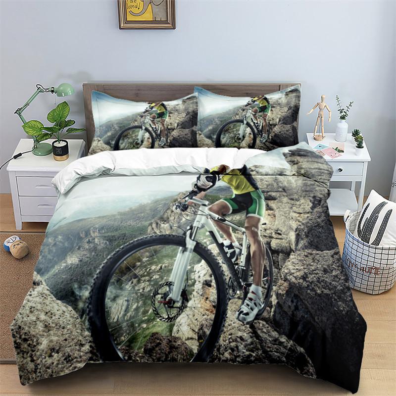 

Bike Cycling Print Bedding Set Sport Style Duvet Cover Mountain Bike Quilt Cover With Pillowcases King For Teen Adult Room Decor AU Double(180x210cm)