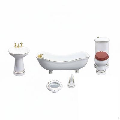 5 Stück 1:12er Maßstab Puppenhaus Badezimmer Vintage Design Set