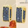 Charm Female Rainbow Zircon Stone Round Hoop Earrings Vintage Fashion Gold Color Wedding  For Women
