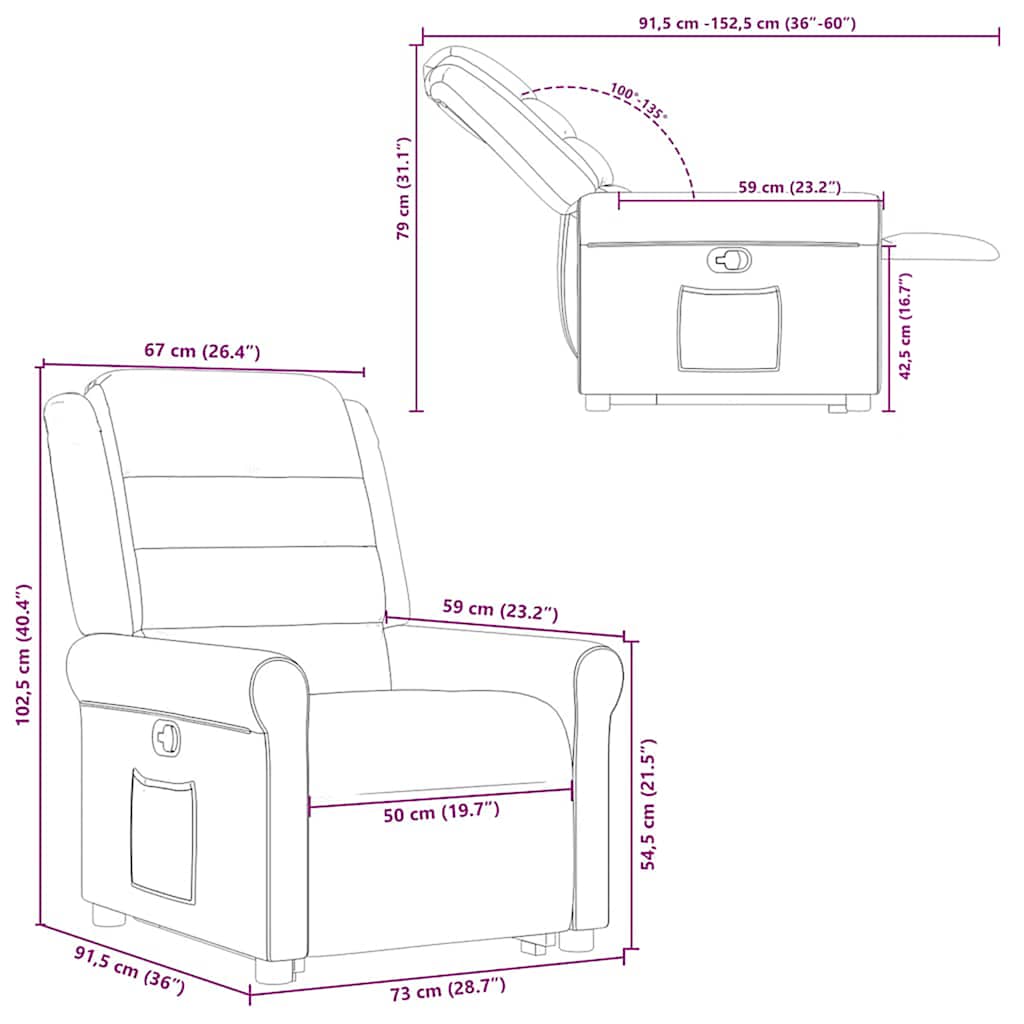 Recliner Chair with Lift Assist Wine Red Fabric