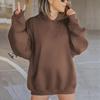 2024 European & American Autumn/Winter Women's Solid Color Loose Hooded Sweatshirt