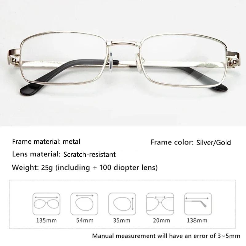 Design Reading Glasses Men and Women Full-frame Alloy Clear HD Lenses Presbyopia Eyeglasses Impact Scratch Resistant 0 ~ +400