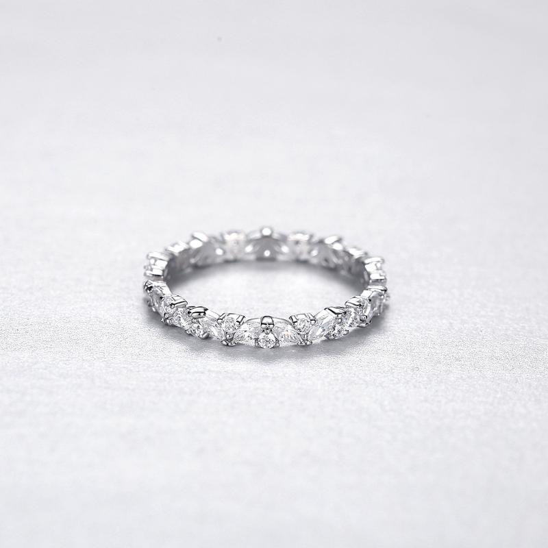Trumium Originale Argento Sterling 925 Anelli Dita Personalità Eternità per Donne Spose Matrimonio Fidanzamento Foglie CZ Gioielli