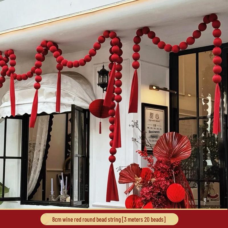 Festive Wine Red Velvet Pendant for New Year & Spring Festival Decorations