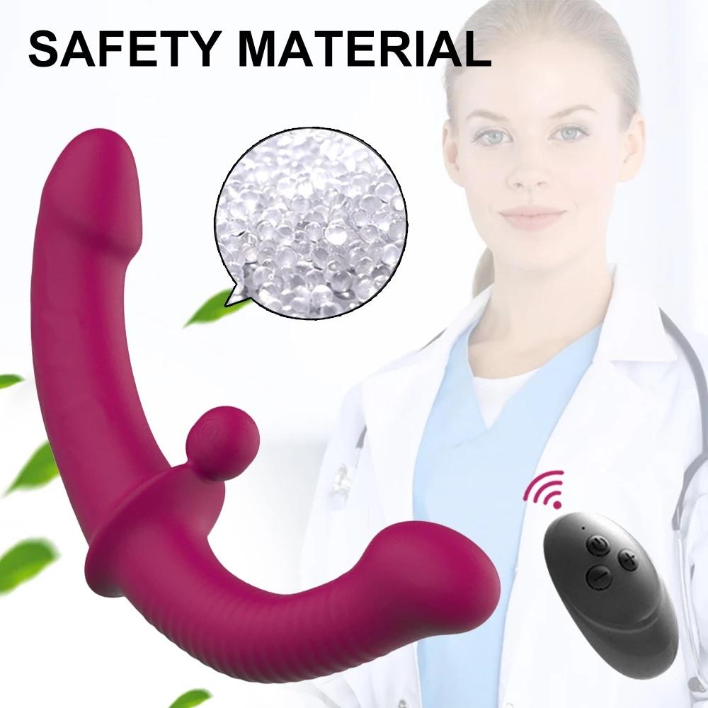 Erotic Sextoys Strapless Strapon Dildo Vibrator Lesbian Strap-on Penis Pegging Double Ended Dildo Adults Sex Toys for Women Vibration