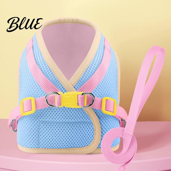Adjustable Pet Walking Harness Small Dog and 59" Leash Set Breathable Mesh Puppy Vest with Durable Metal Clip 3D Flower Decor for Dogs Cats Outdoor