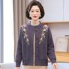 Autumn and Winter Knitwear: Fleece-Lined Cardigan for Middle-Aged and Elderly Women, Featuring Grandma Sweater and Mom's Outfit Styles.