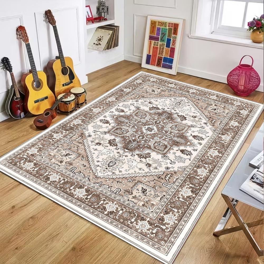 Vintage Persian Pattern Area Rug Soft Durable Non Slip Washable Floor Mat for Living Room Bedroom Dorm Apartment Home Decor