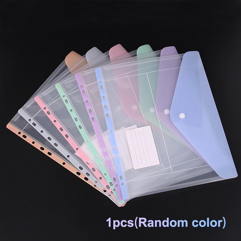 A4/Long File Bag Loose Leaf Transparent Data Book 11Hole File Organizer Mixed Color Binder Pouch