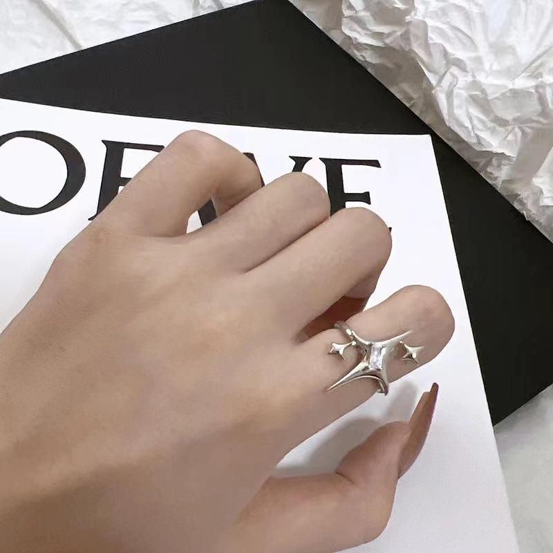 Stylish Korean Star Couple Ring with Inlaid Zircon and Design Letter X