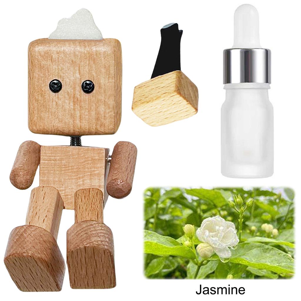 Shaking Wooden Man Fragrance Diffuser Figurine Car Decoration Small Ornaments Leg-swinging Robot Figurine Cute Wood Man Car Goo