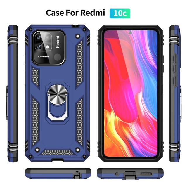 Kryt Pouzdro pro Xiaomi Redmi 10C 10 C Nárazuvzdorný Pancéřovaný Odolný Vojenský Ochranný Držák Prstenu Magnetické Pouzdro na Telefon