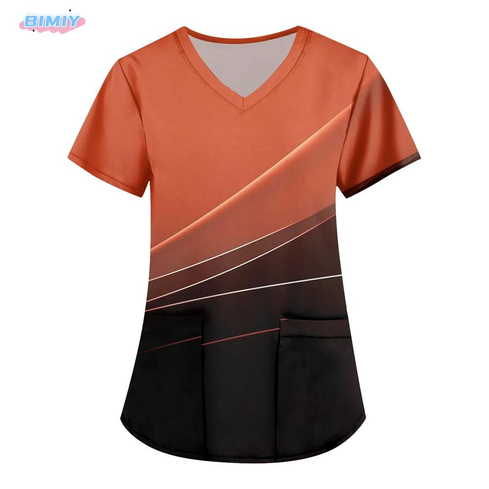 Uniformă medicală de asistentă medicală pentru femei, model Starlight, imprimare 3D, cu decolteu în V, buzunar, uniforme medicale, modă, uniforme de nursing, uniforme de lucru pentru femei