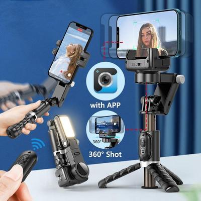 Q18 Desktop Following the Shooting Mode Gimbal Stabilizer Selfie Stick Tripod with Fill Light for iPhone Cell Phone Smartphone