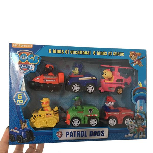 6PCS Rennauto Paw Patrol Hunde Marshall Rubble Rocky Chase Skye Kinderspielzeug Geschenke