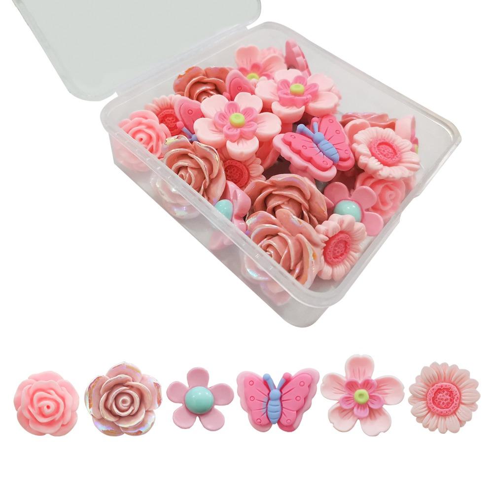

30Pcs 3D Flower Pushpins DIY Blackboard Push Pins Portable Thumb Tacks Corkboard розовый