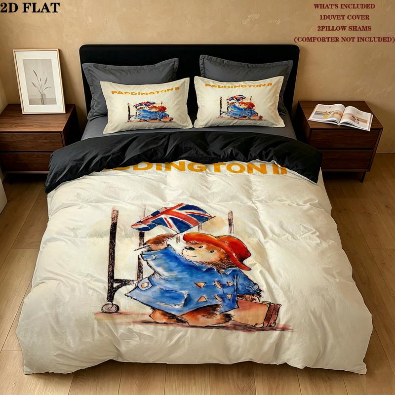 Paddington Bear Bedding Quilt Set Quilt Cover Pillowcase Home Decoration Birthday Gift (1 * duvet cover + 2 * pillowcase, without core)