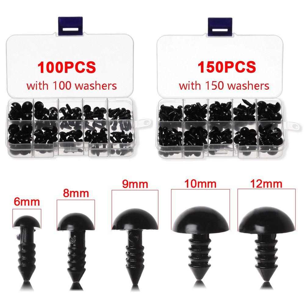 6-12mm Stuffed Screws Animal Puppet Toy Making With Washers Doll Safety Eyes Black Craft Eyeball
