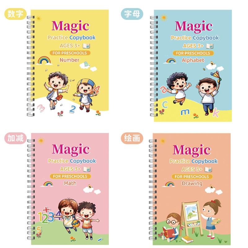 Children Groove Calligraphy Practice Book English Learning Drawing Notebook Set For Kids 4pcs