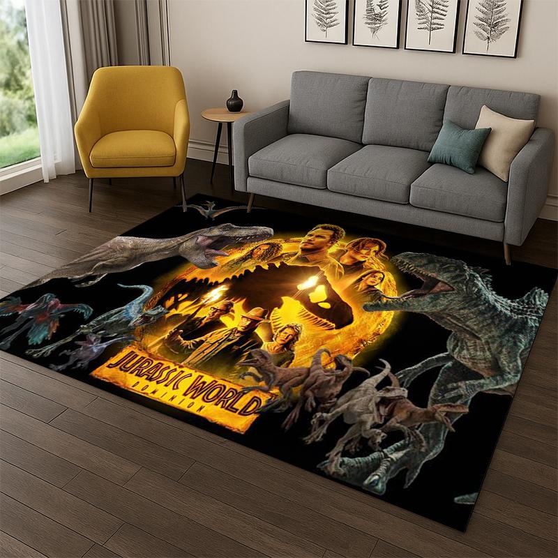

3D Cartoon Jurassic Park Dinosaur Dino Carpet Rug for Bedroom Living Room Sofa Doormat Home Decor,Kid Game Area Rug Non-slip 40x60cm