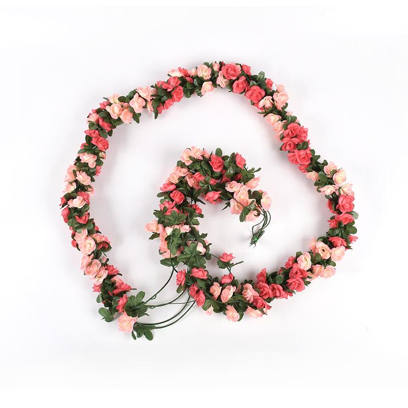 2.4m Rose Artificial Flower Vine for Wedding Garland White Pink Room Wedding Decoration Silk Artificial Rose Vine Han Home Decor