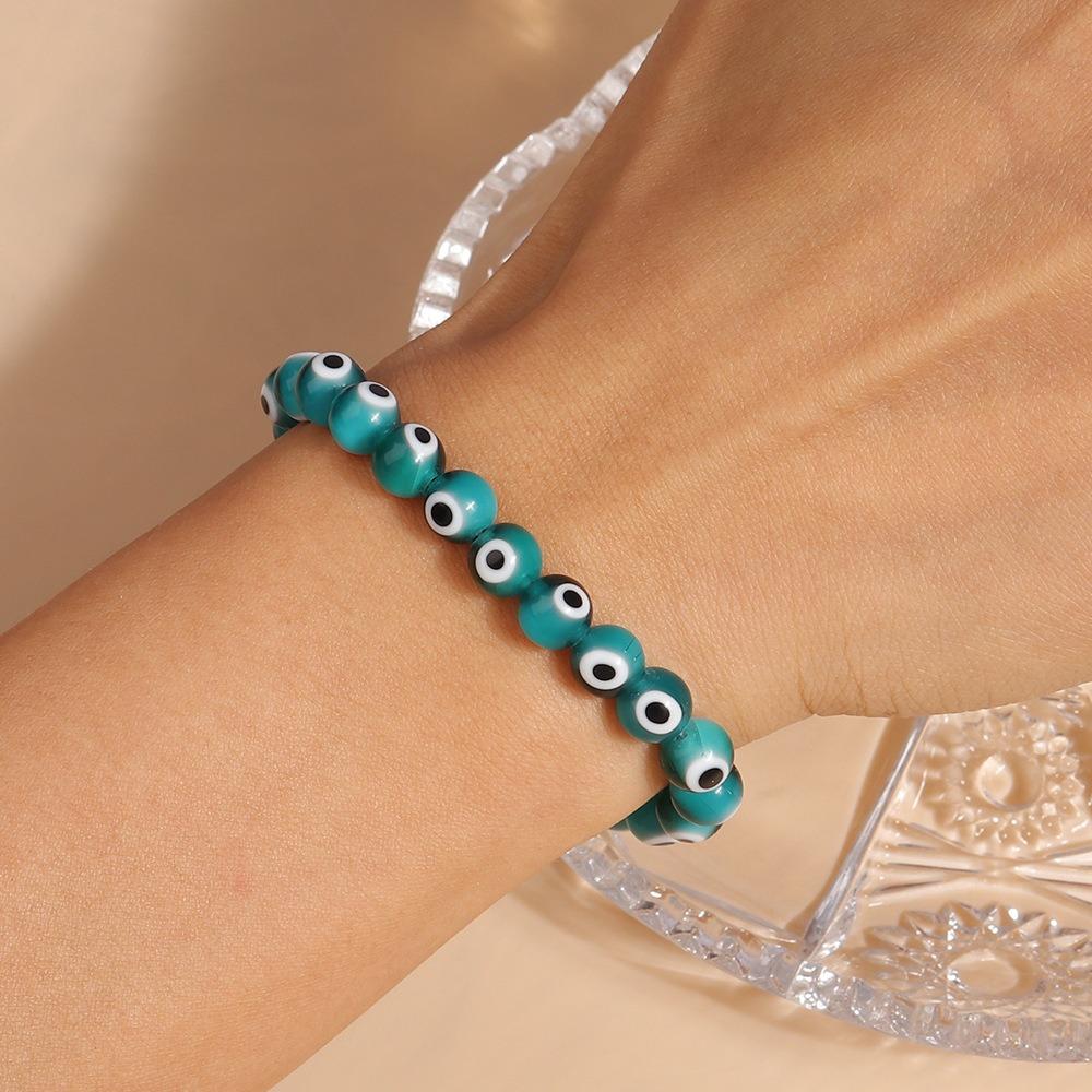 1pc 8mm Bohemian Handmade Evil Eye Beads Wrist Bracelets & Bangles for Women Girls Party Holiday Jewelry Gifts