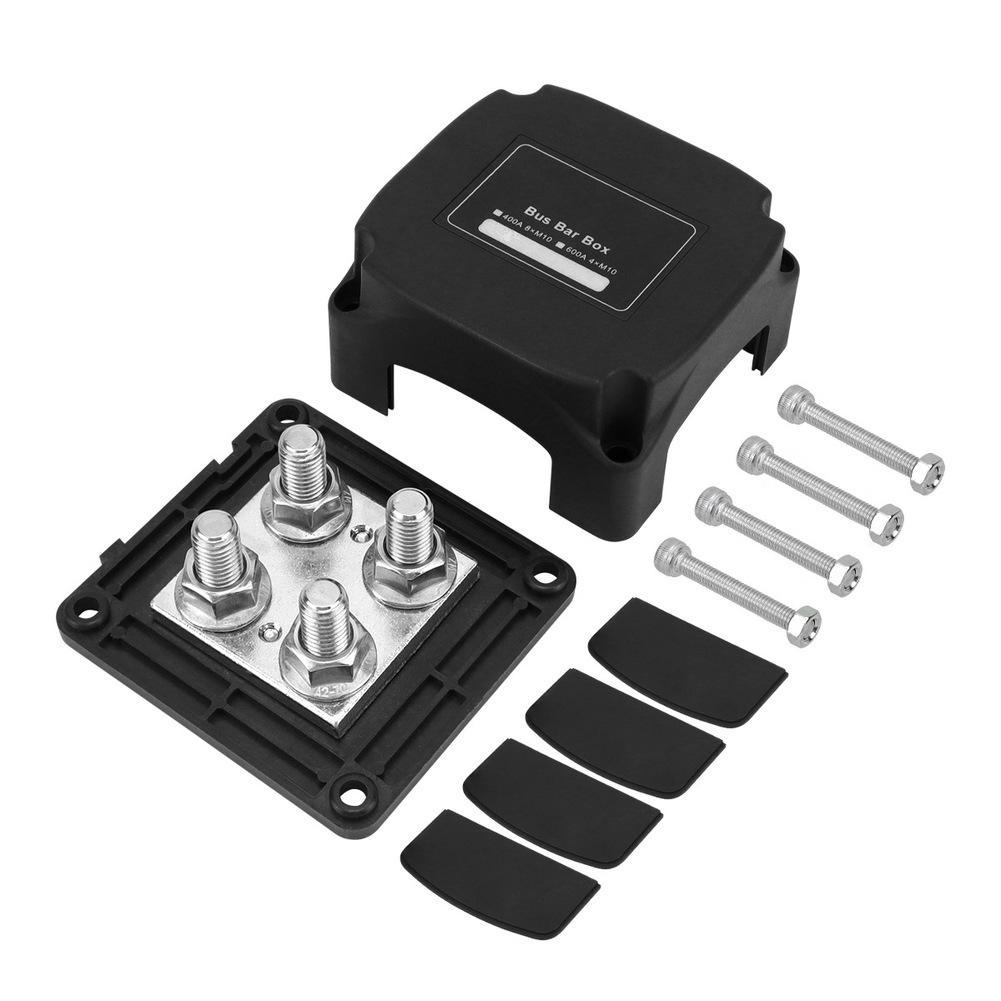 4XM10 For Auto RV Marine Truck Boat Heavy Duty 400A 48V Bus Bar Tin Plated Copper Power Distribution Block Ground Busbar Box